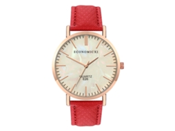 Relógio de Pulso Unisex de Quartzo com Pulseira de Pu Casual para Homem e Mulher (vermelho)
