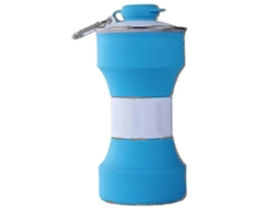 Garrafa de água esportiva dobrável de 650ml, copo retrátil, caneca prática, azul Brilvibera