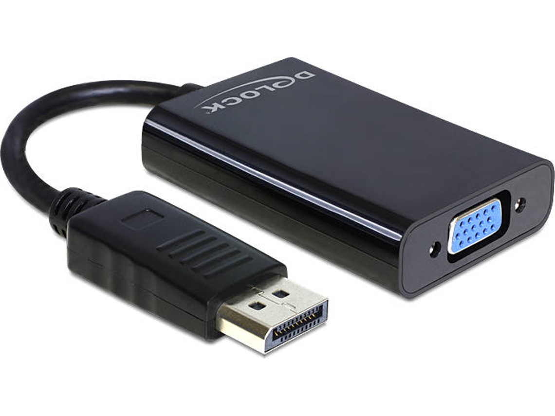 Adaptador DELOCK (DisplayPort - VGA, Jack 3.5mm e Micro USB B - Preto)