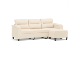 3-seater Sofa With Footstool, 3-seater Sofas With Footstools Vidaxl Bege Microfibra (n/a)