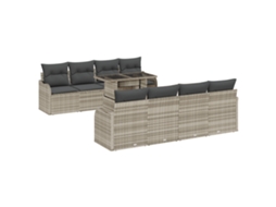 Conjunto 7 Móveis Para Exterior Vidaxl Cinzento-claro Vime Pe (100 X 55 X 73 Cm)