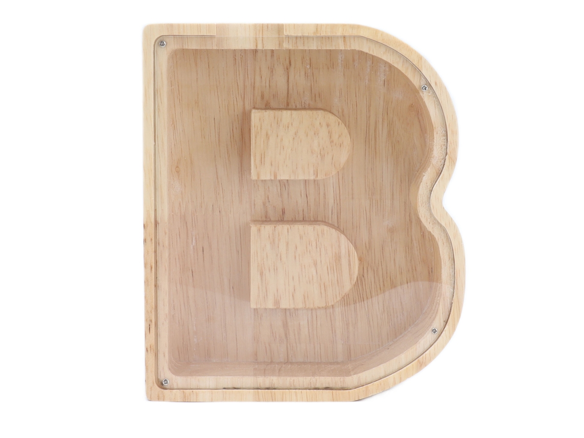 Mali cofre para Moedas em Forma de Letra Personalizado Bambu e Acrílico Presente de Aniversário