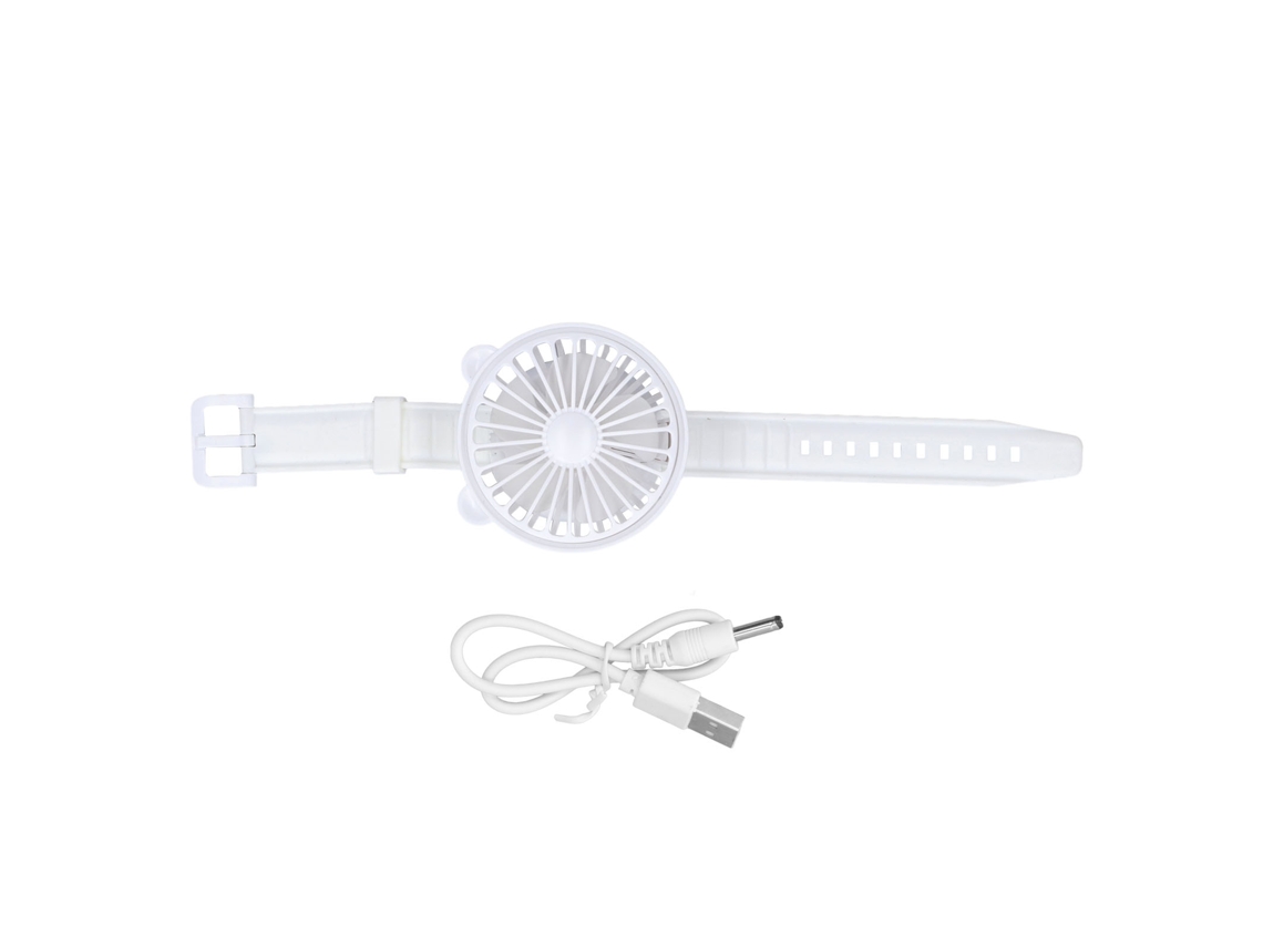Abanico De Muñeca Portátil Com Carga Usb Orelhas De Urso Cute Cool Relógio Branco