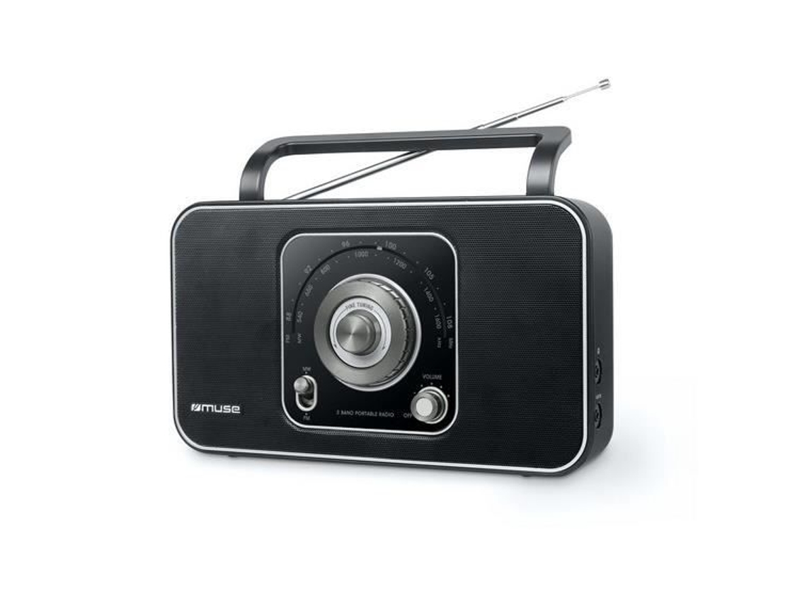 MUSE M069R Portátil Analógico Fm Mw 3 5 Mm Preto Prateado Giratório