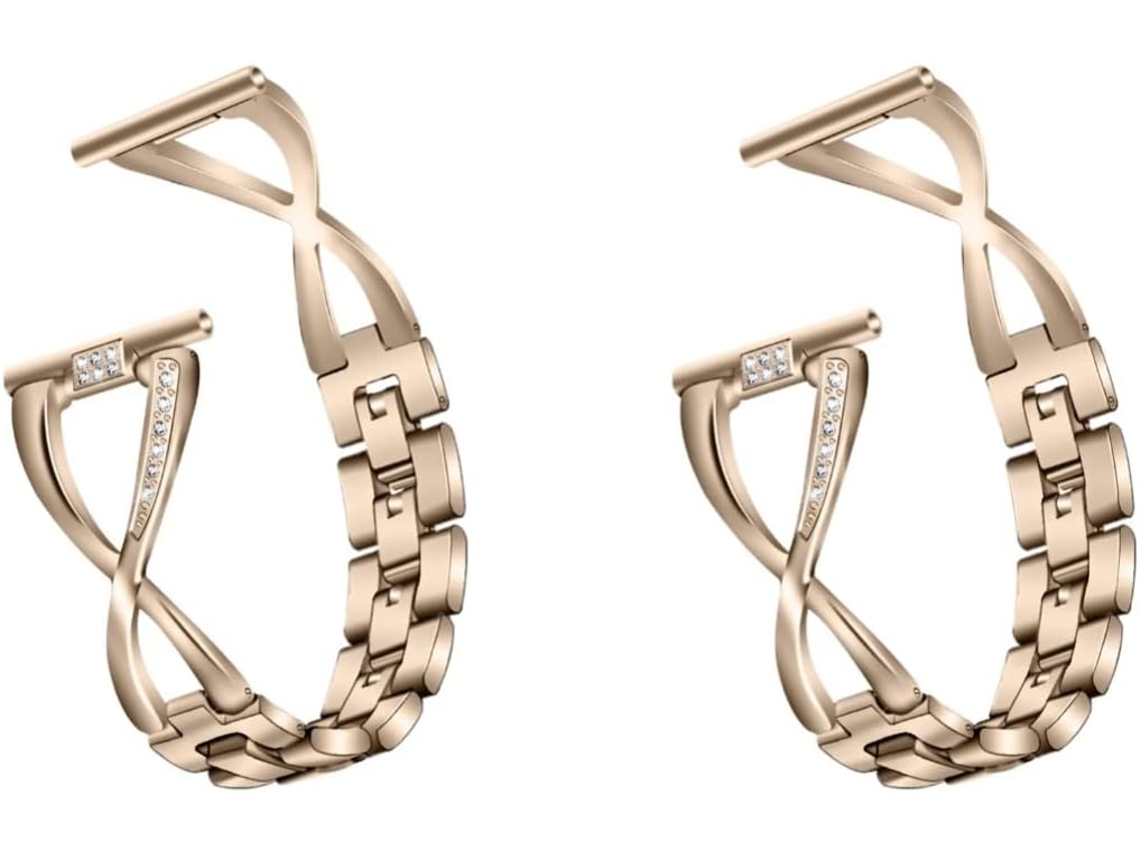 2 Pulseiras Clássicas De 20mm Para Smartwatch Com Strass Incrustado,