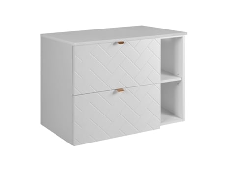 Móvel De Banheiro, Branco Com Puxador Dourado / Com Placa Superior, 80 X 57 X 46 Cm 3xe Living