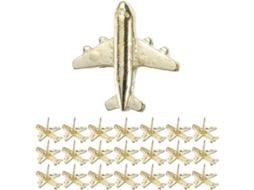 Conjunto De 30 Tachinhas De Metal Dourado Em Formato Avião Para Mesa
