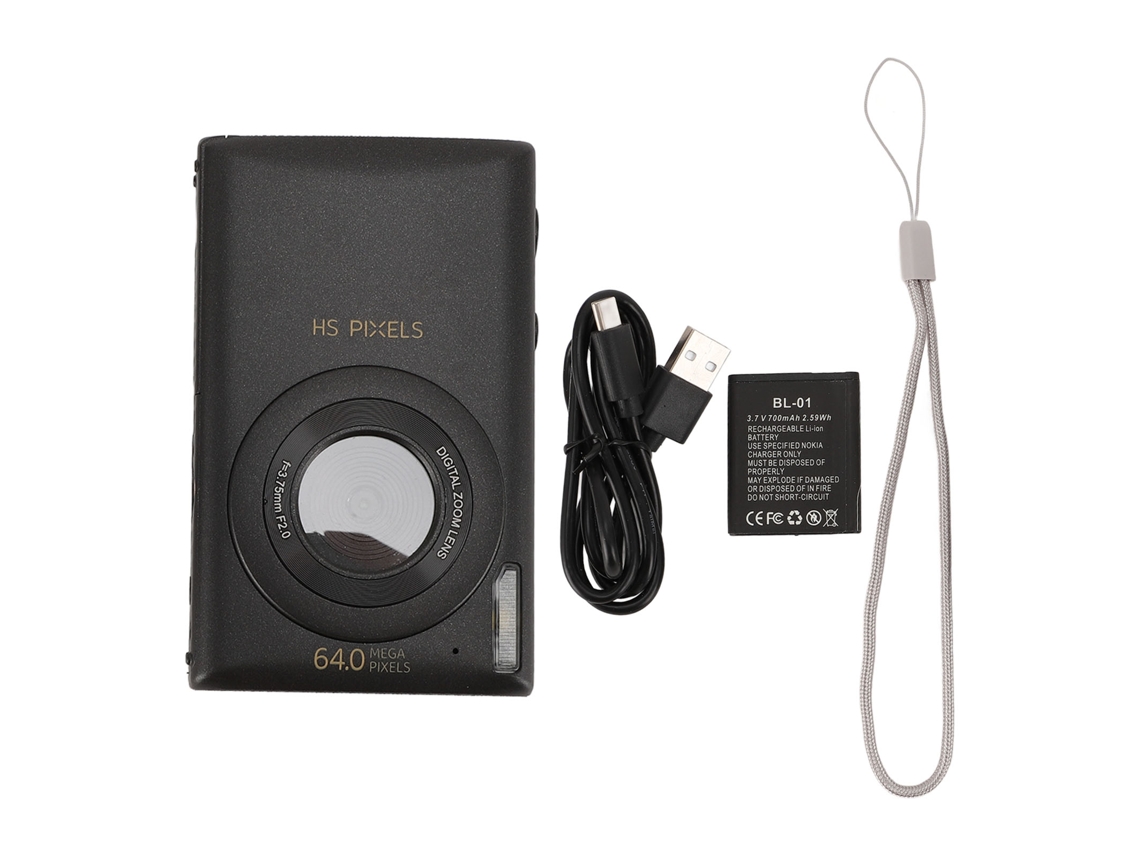 2026 câmara Digital 64mp com Foco Automático, Zoom Digital 18x, Gravação 4k e Tela de 2.8 Polegadas