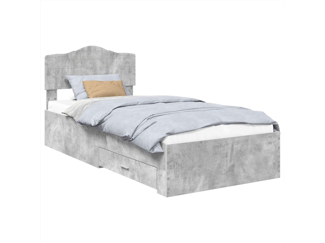 Conjunto de 2 Estruturas da Cama Cinzenta em Madeira Processada 90x190 cm MAISON EXCLUSIVE