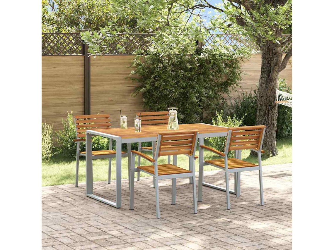 Vidaxl Conjunto De Jantar Para Jardim 5 Unid. Cinzeto