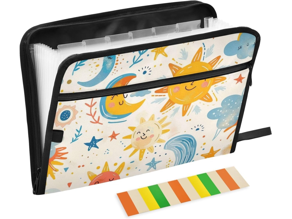 Organizador De Documentos Infantil Com Design Desenho Animado, 13 Bolsos, Tamanho A4 E Carta, Com Fecho De Zíper