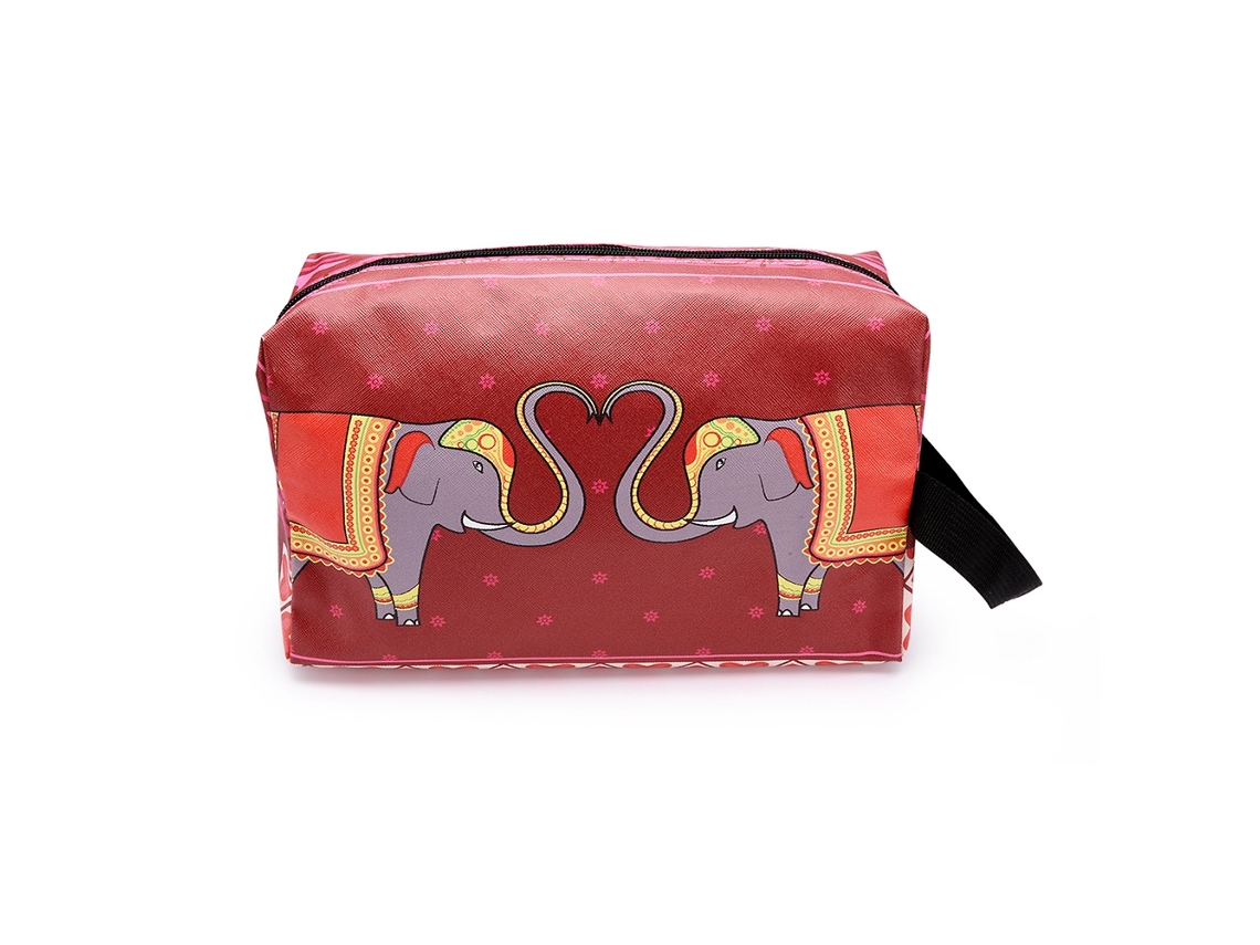 Bolsa de maquiagem à prova d'água com estampa de desenho animado para cosméticos e produtos de higiene pessoal (elefante)
