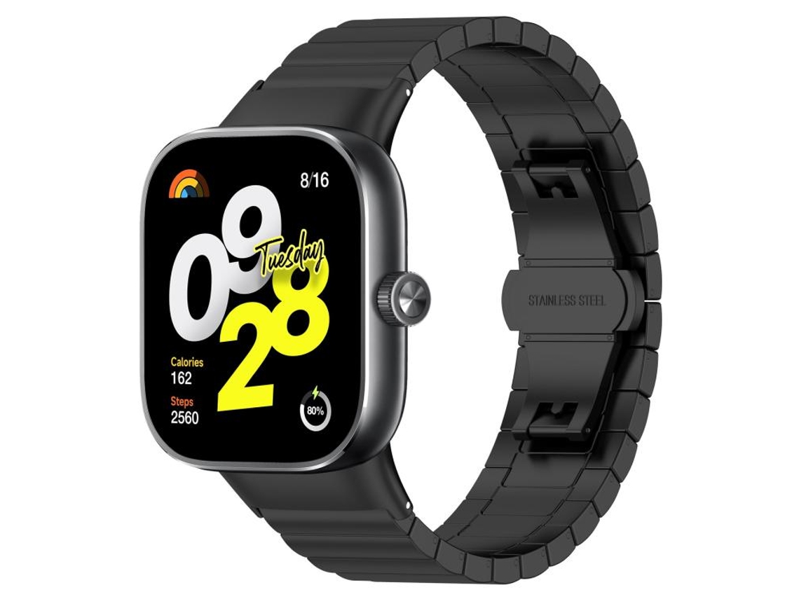 Bracelete para Xiaomi Band 9 Pro / 8 Pro / Redmi Watch 6 / 5 Aço Inoxidável Textura de Bambu com um Elo Preta XIAOMOYU