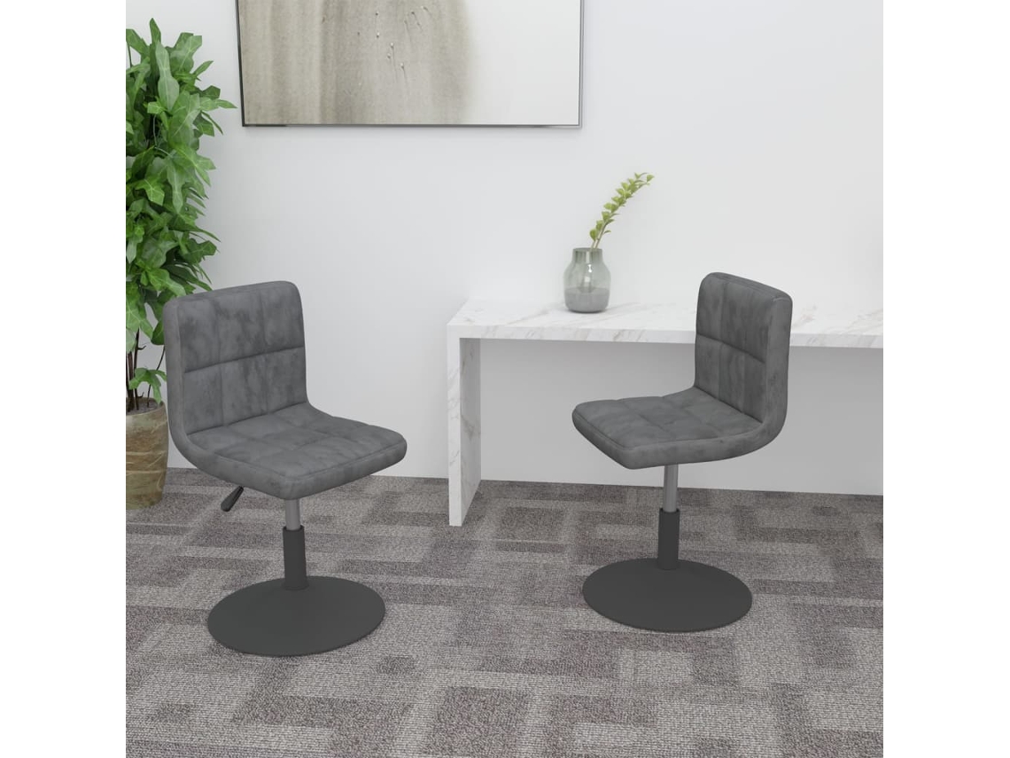 Vidaxl Cadeiras De Jantar Giratórias 2 Pcs Veludo Cinzento-escuro