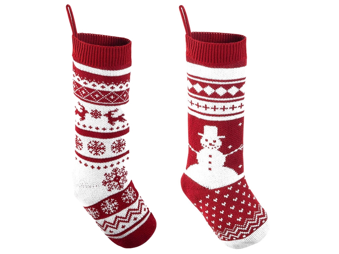 Conjunto com 2 Meias de Natal Tricotadas, Ideais para Decorar Árvores e Festas Natalinas, Ergonômico, Uso Diário STELASPLEN