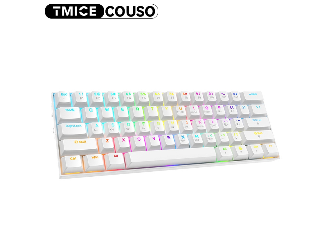 Liclado Mecânico Rgb Sem Fios, 61 Liclas, Bluetooth 5.0, Utiliza Switches Azuis, Adequado Para Pcs E Portáliis.