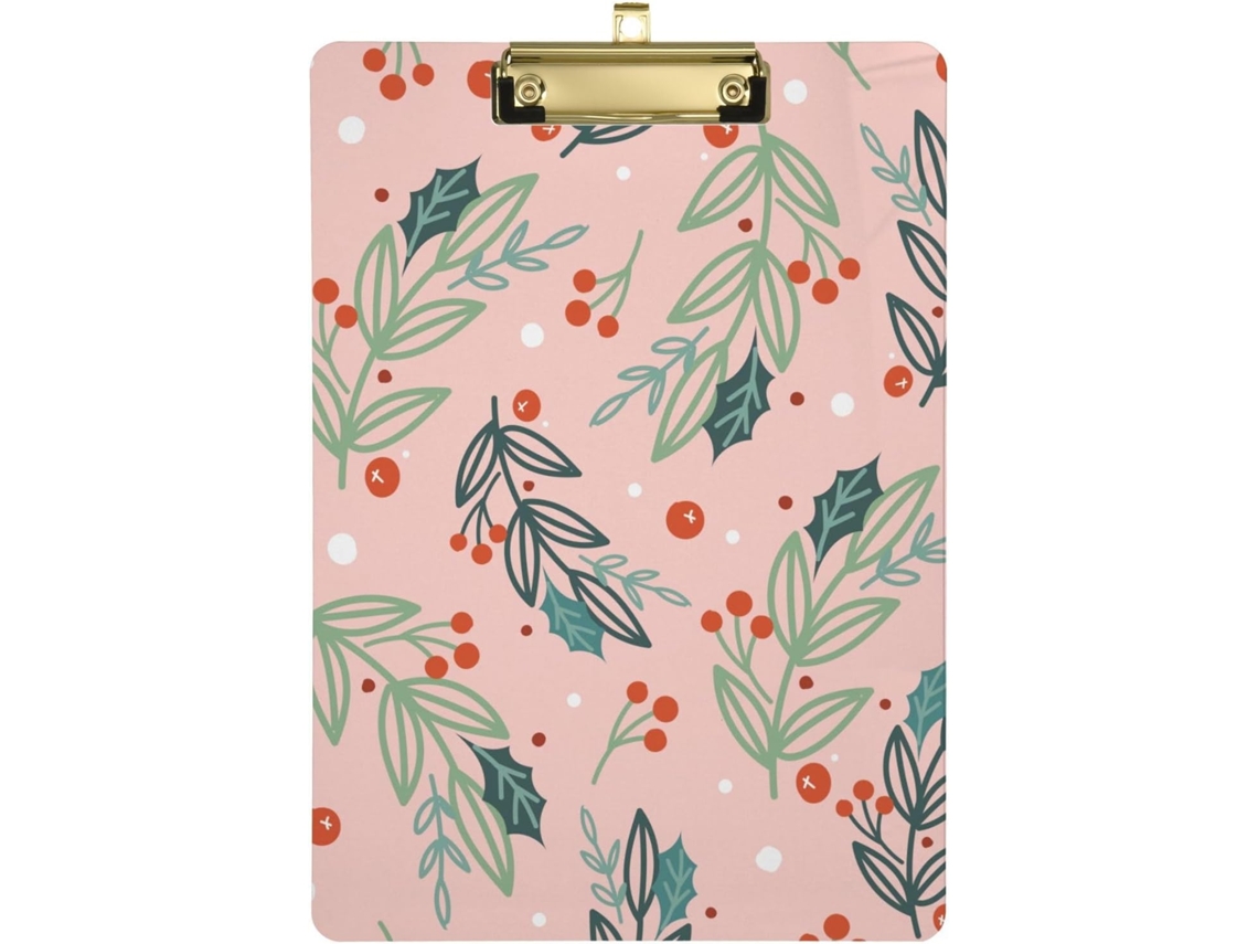 Peso de Papel Transparente Rosa com Estampa Natalina e Furo Padrão para Meninas 31,8 X 22,9 0,3 Cm