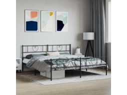 Vidaxl Estrutura de Cama com Cabeceira e Pés 200x200 Cm Metal Preto