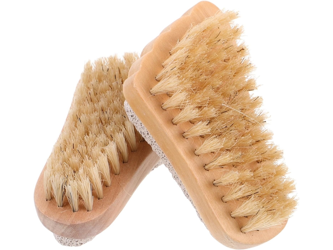 Lurelia Pack De 2 Escovas De Massagem Corporal Para Banho Diário, Cabo De Madeira, Pega Ergonómica E Massagem Suave, Uso Diário