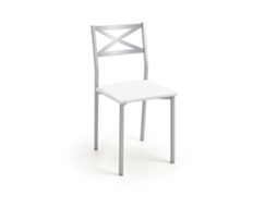 Cadeira de Cozinha de Alumínio Bilbao 38x86x47cm Couro Sintético Branco FANMUEBLES