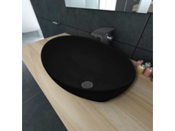 Lavatório Cerâmica 40 X 33 Cm, Forma Oval / Preto