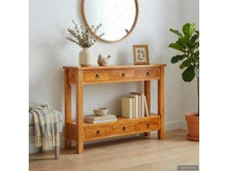 Vidaxl Aparador Natural 115 X 32 X 76 Cm Madeira De Mogno Sólida