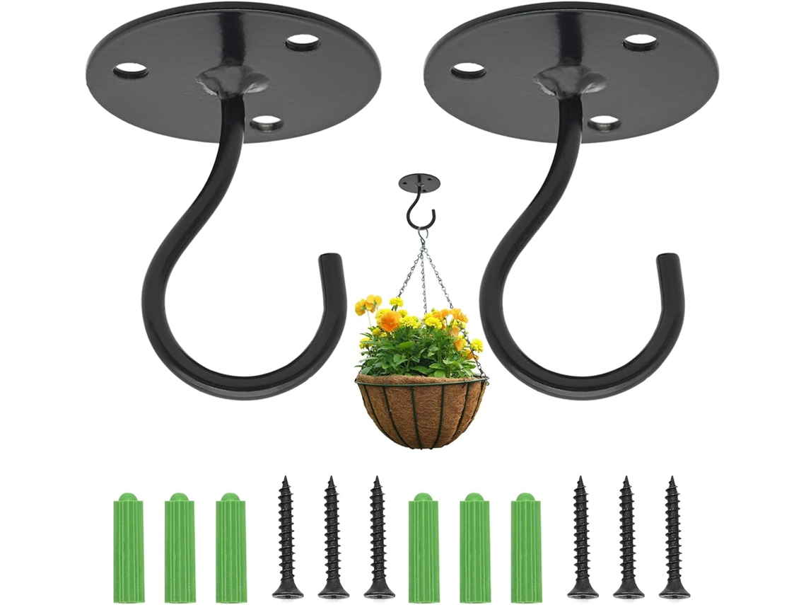2 Ganchos de Teto para Plantas, Suporte de Parede, Metal DUREFORWARD