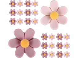 Kichouse Tachinhas de Plástico e Metal, 50 Unidades, com Desenho Floral Tridimensional para Murais, Ideais Para Decoração