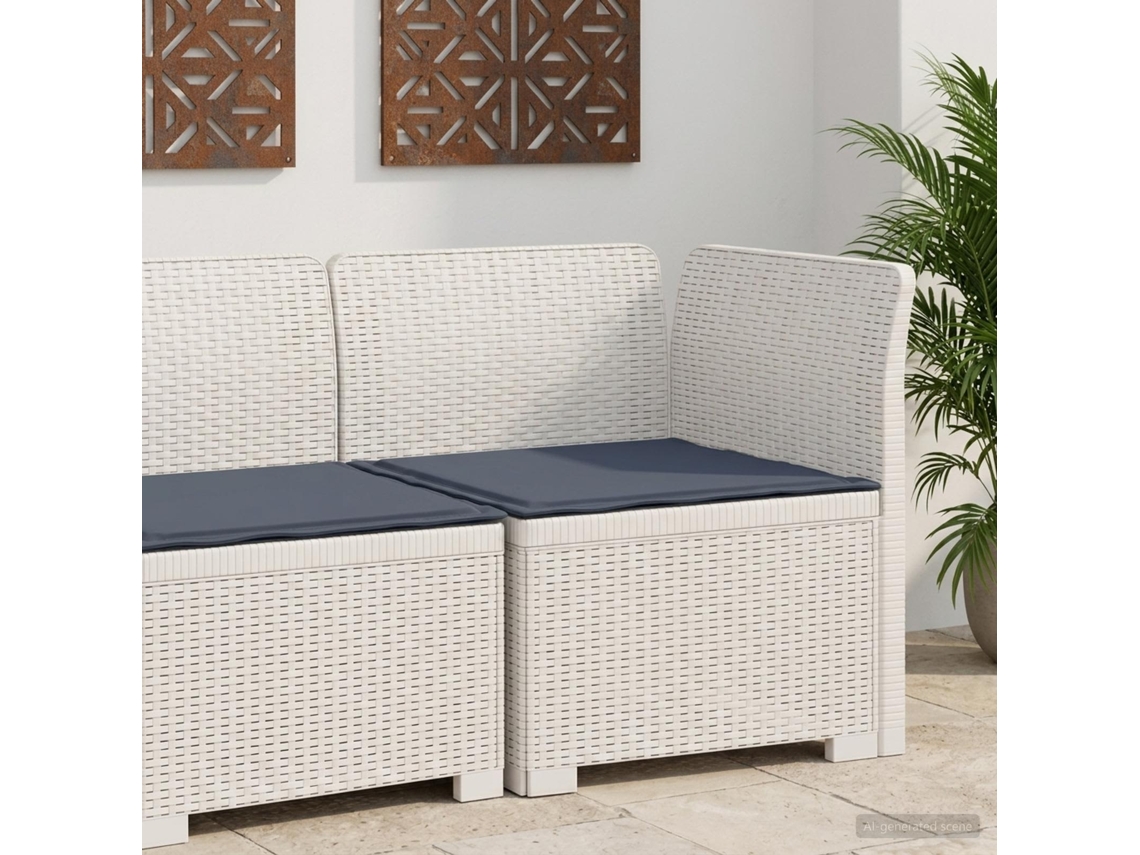Vidaxl Sofá De Jardim 1 Lugar Com Almofada Look Rattan Pp Branco