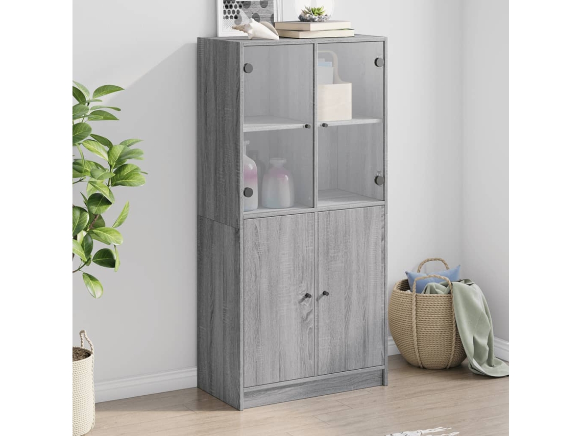 Vidaxl Armário Alto Com Portas Derivados De Madeira Cinzento Sonoma
