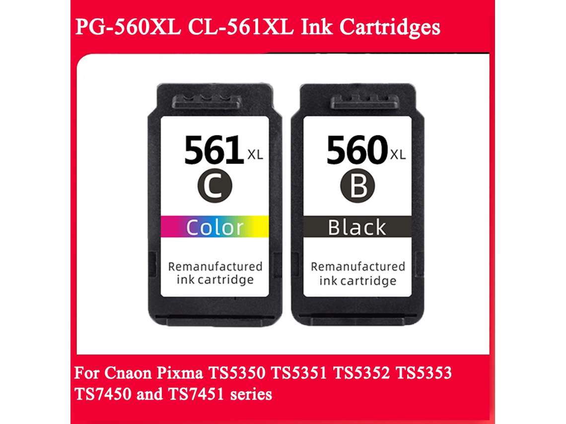 1set-pg560 Cl561 Para Canon Pg-560 Cl-561 Xl Cartuchos De Tinta Para Canon Pixma Ts7450 Ts7451 Ts7450 Ts5350 Ts5351 Ts5352 Impressora
