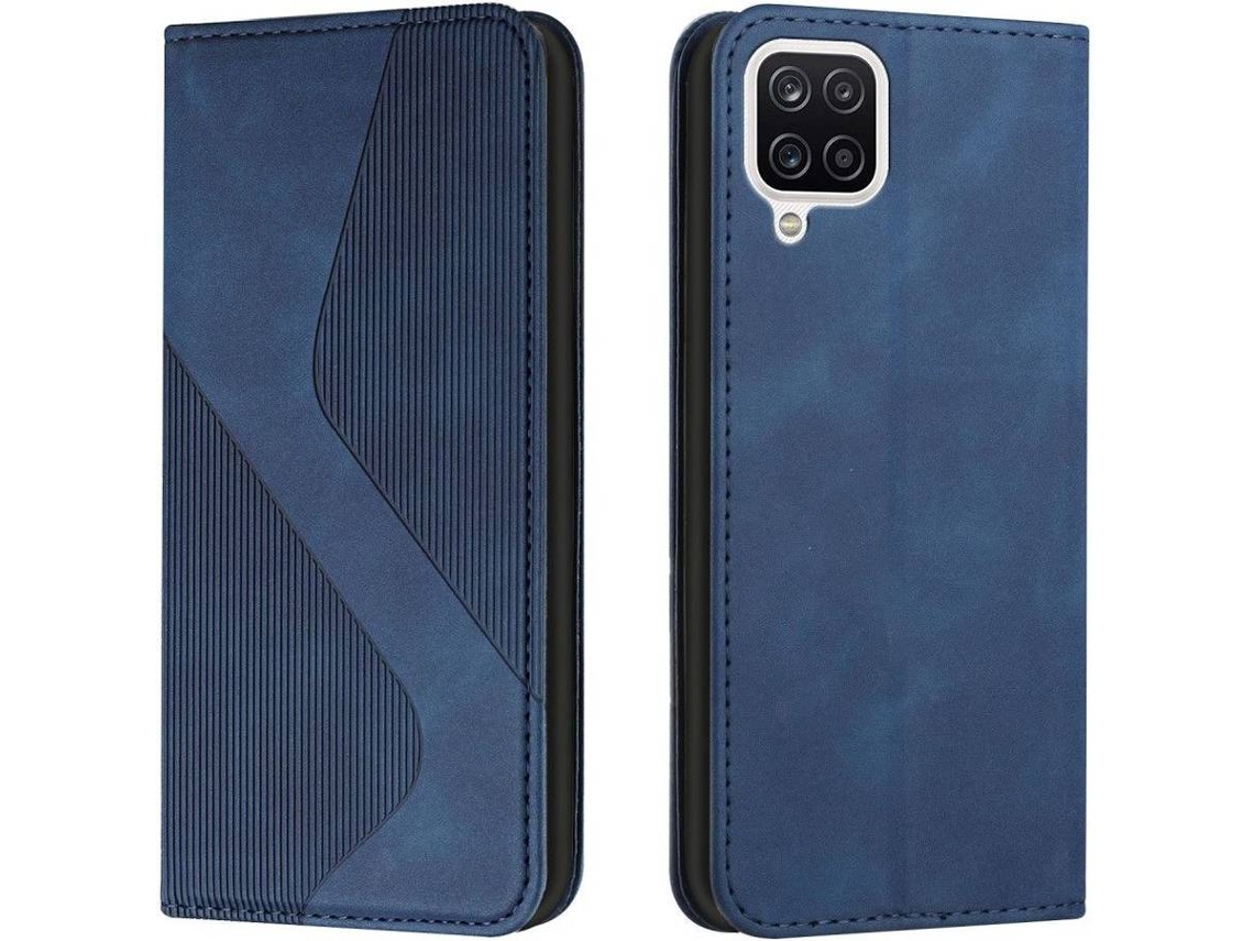 Capa Samsung Galaxy A12/M12 HFS-HOUSE Couro Pu S Line (Azul)