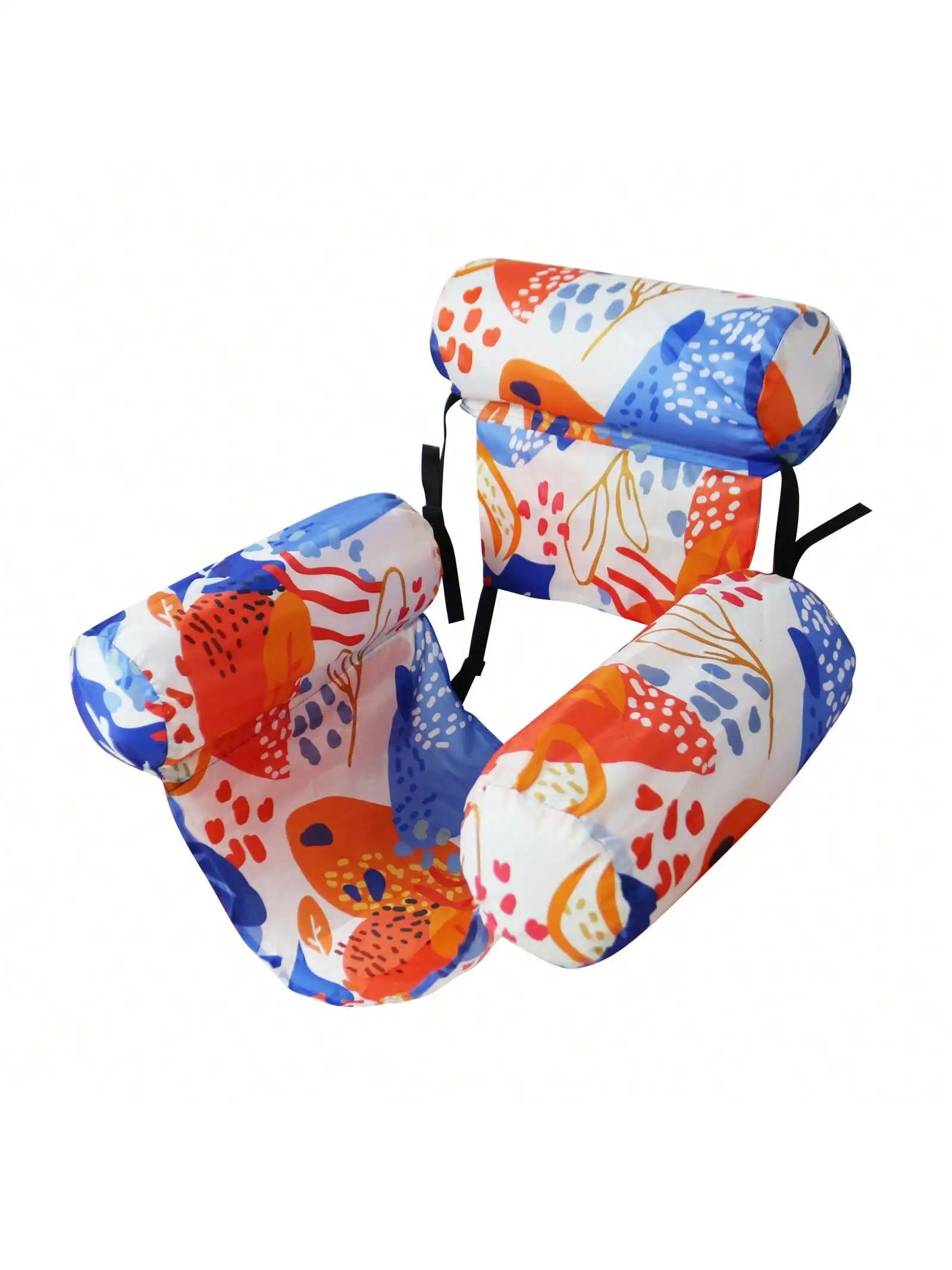 (laranja) Rede Insuflável para Água com Apoios de Braços, Feita PVC, Espreguiçadeira Insuflável Flutuante