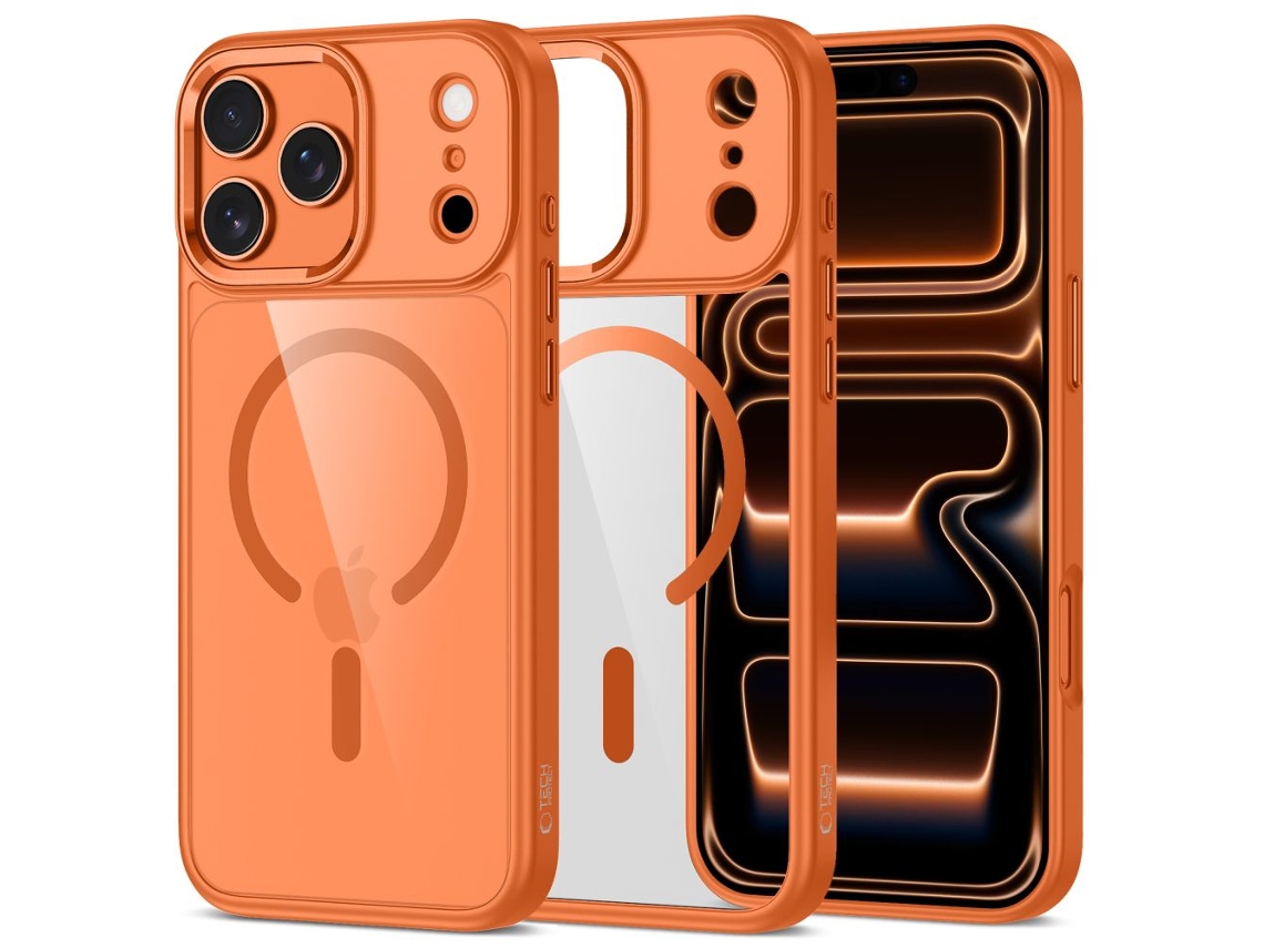 Capa Tech-protect Magmat Para Iphone 17 Pro Laranja Cósmica Com Proteção Magsafe