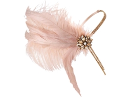 Acessório De Cabelo Vintage Feminino Ciieeo, Tiara De Penas Rosa, Penas Artificiais, Liga De Zinco Com Zircônia. Elegante.