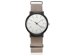 Relógio de pulso masculino, estilo simples, mostrador redondo, pulseira de PU, Quarter Gaiety, marrom escuro