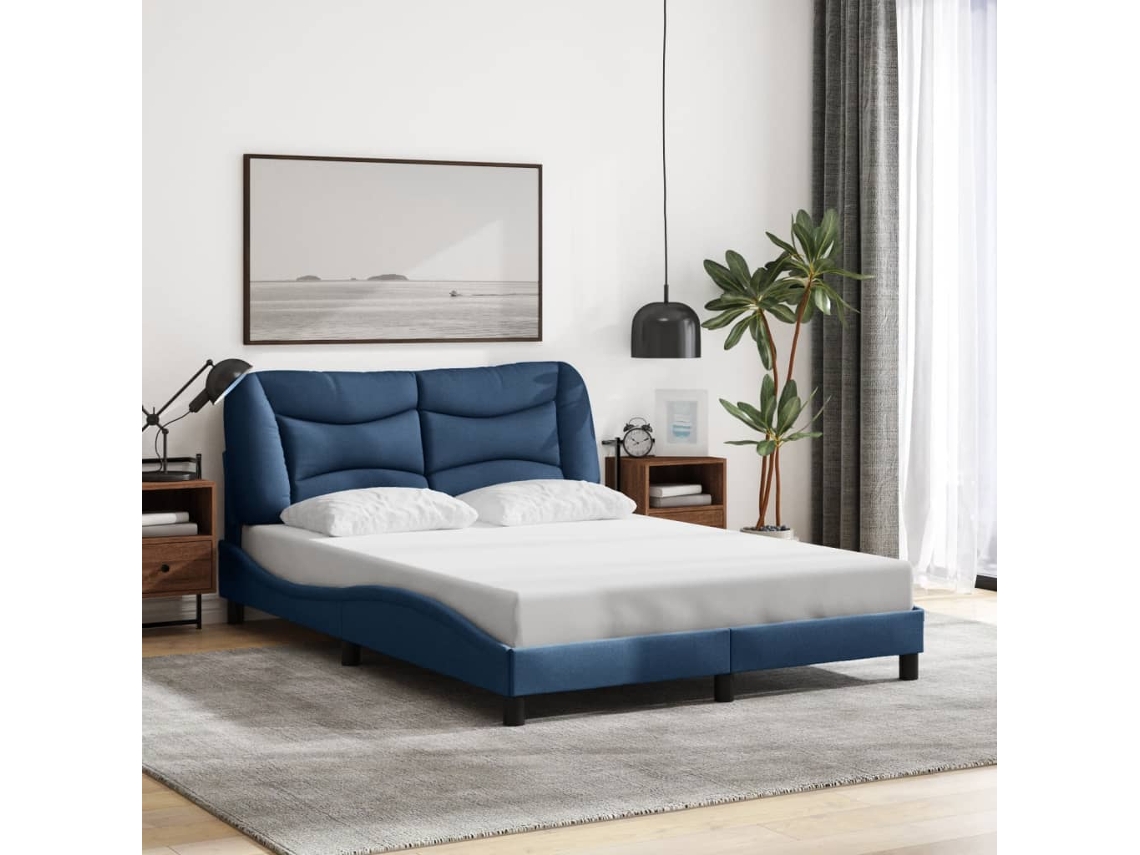 Estrutura De Cama Sem Colchão 140x200 Cm Tecido Azul