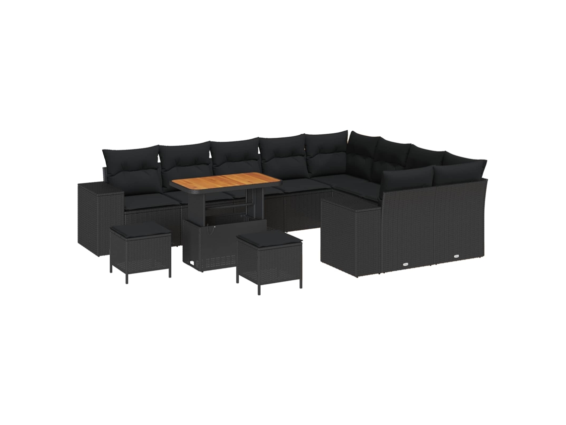 Maison Exclusive - Conjunto De Sofá De Jardim Com Almofada 12 Pcs Preto