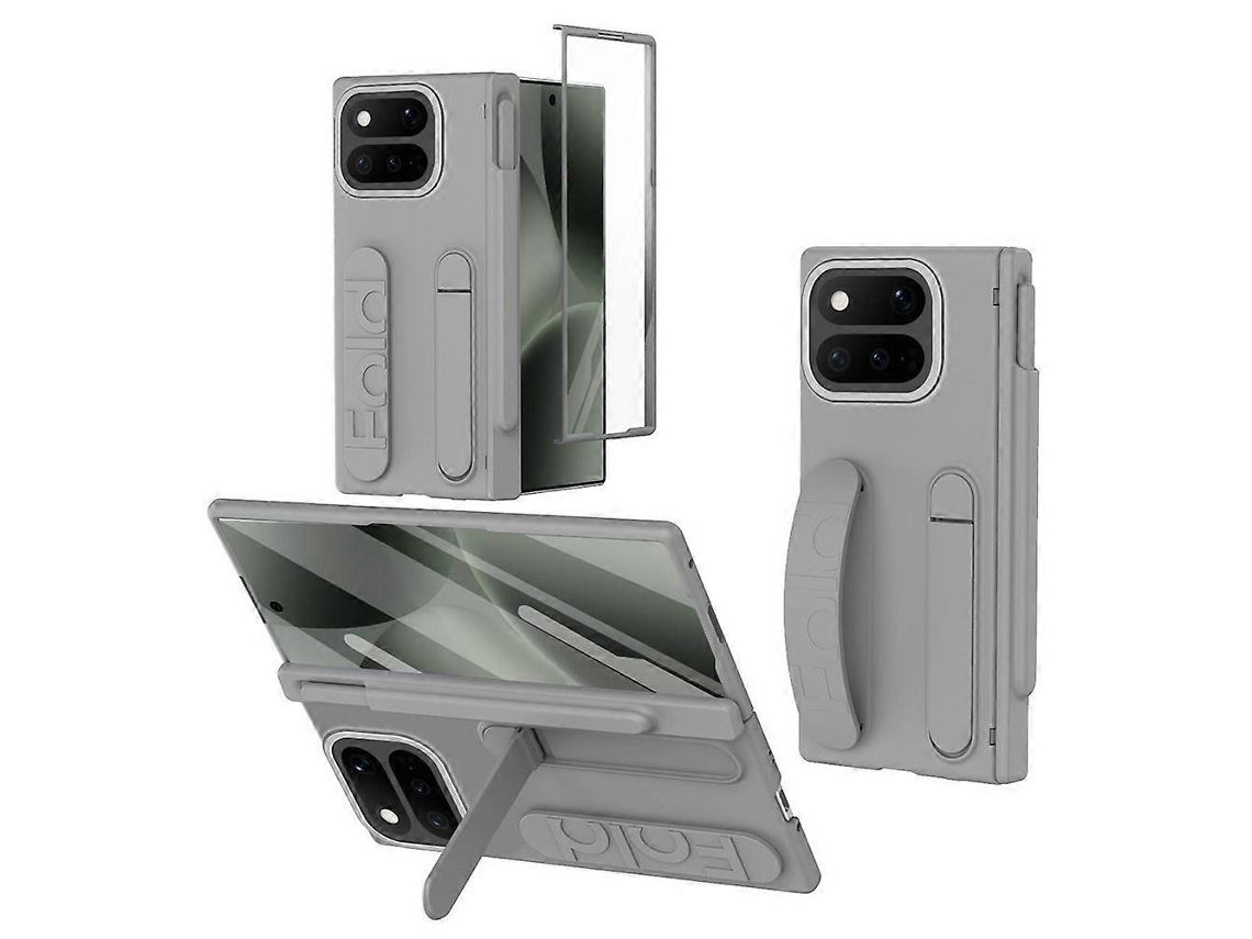 Loja Iberiancapa Rígida De Pc Compatível Com Google Pixel 11 Pro Fold, Com Suporte Para Pé, Pulseira, Vidro Temperado E Caneta — Cinza