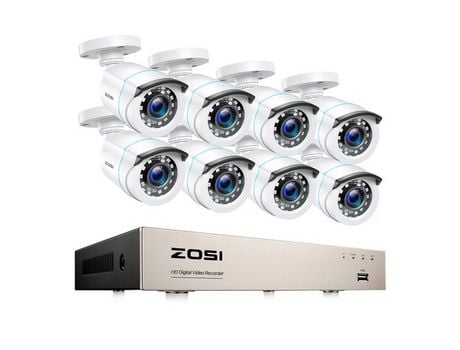Kit Videovigilância ZOSI com 8 Câmaras Brancas