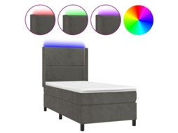 Cama Box Spring com Colchão LED 90x190 cm Veludo Cinzento Escuro MAISON EXCLUSIVE