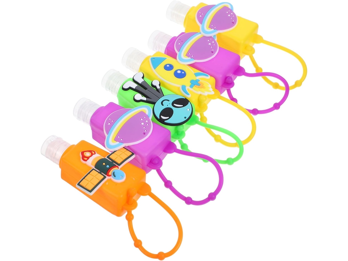 De 6 Frascos De Viagem De 30ml Com Desenhos Animados, Em Silicone Colorido Com Gancho, Recipientes Portáteis.