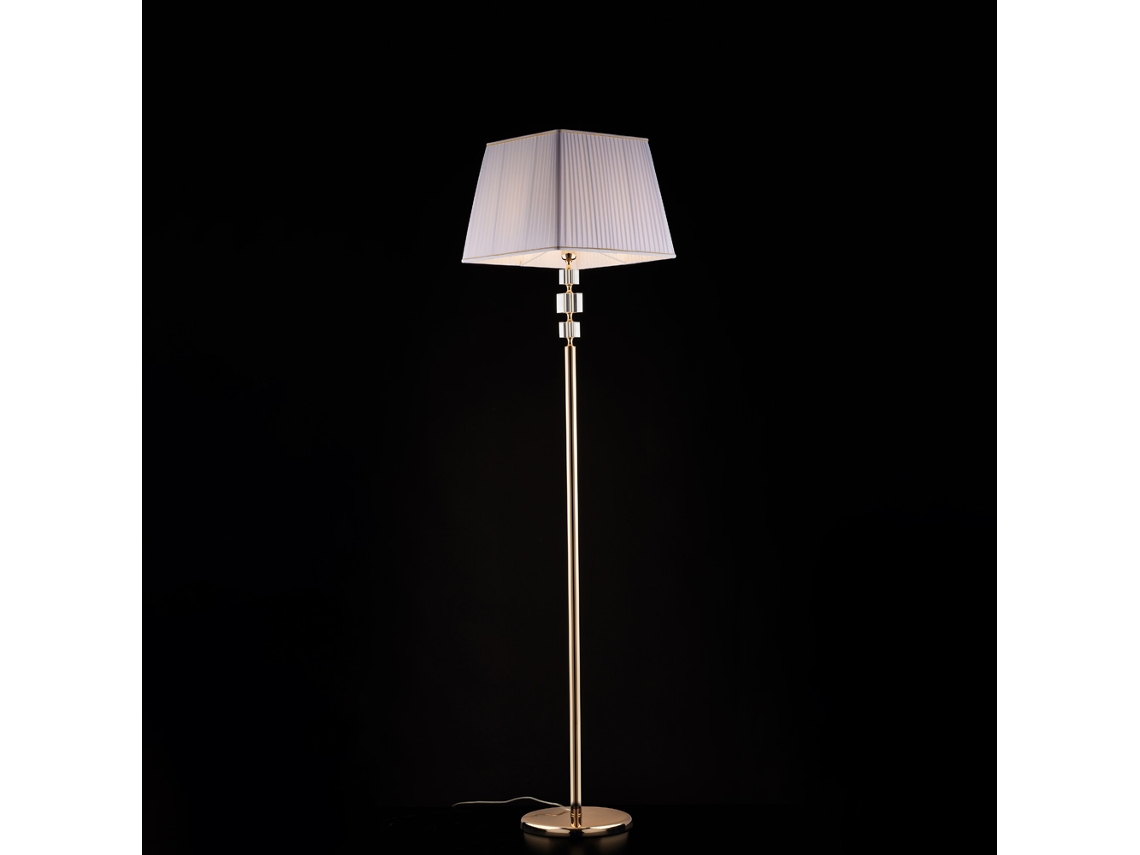 Franz - Candeeiro De Pé Em Ouro E Cristal 1 Luz Com Abajur Dm.45.180 - Ø40 - Bl275-ph-or