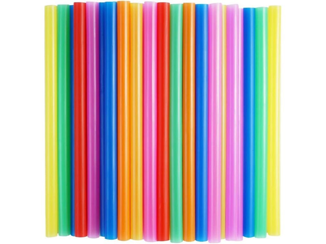 Pajitas Desechables Linjou para Smoothies, 100 Unidades, Largura 0.43 Polegadas, Comprimento 8.2 Polegadas, Vários Cores