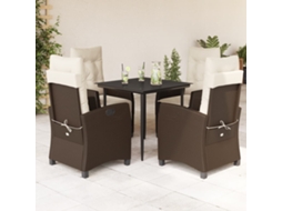 Pcs Conjunto Jantar P/ Jardim C/ Almofadões Vime Pe Marrom Dkd Home Decor