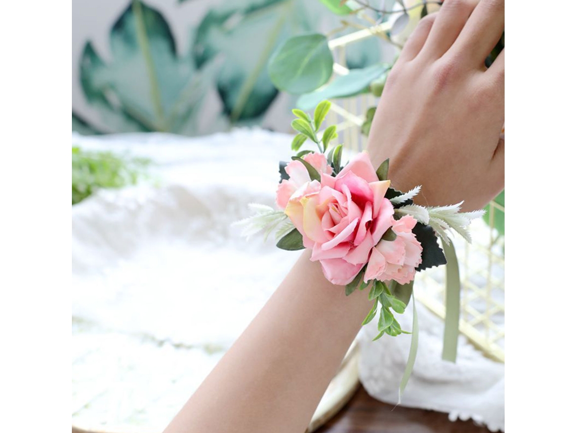 Pulseira De Flor (rosa Artificial) (amarelo Creme) Eoocoo