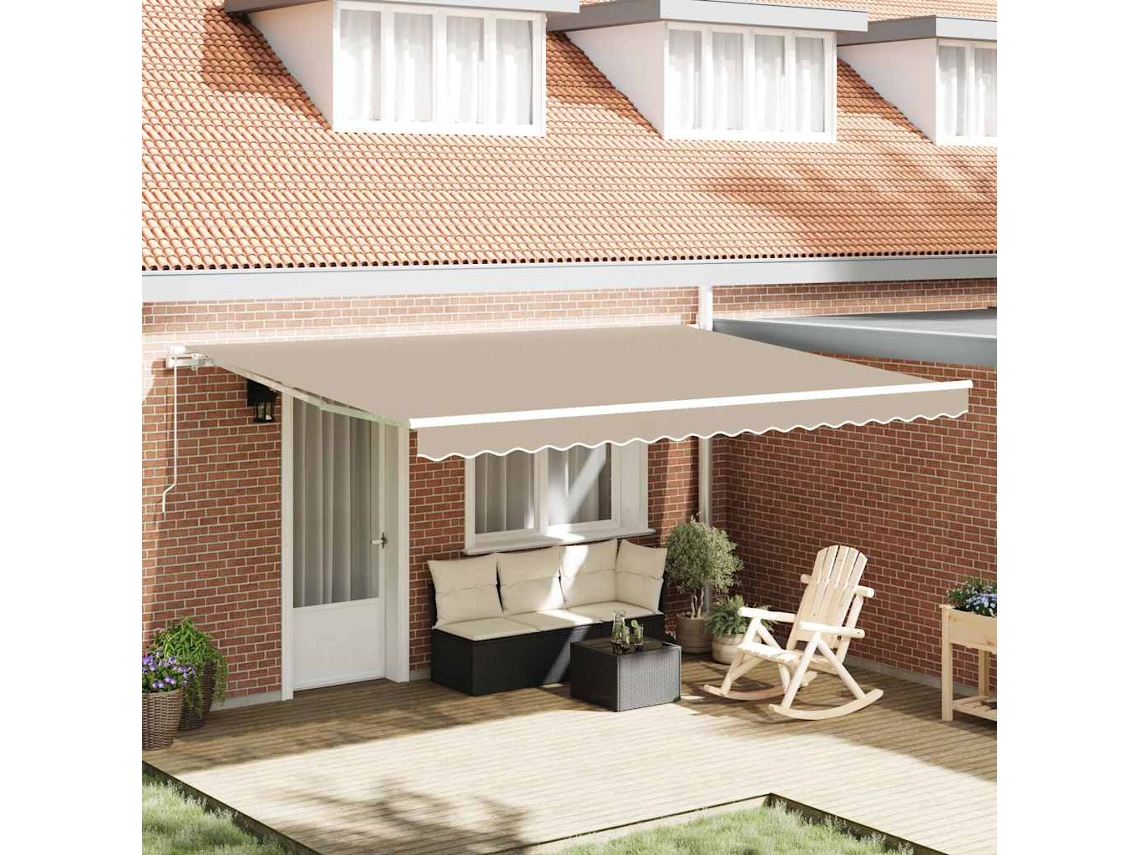 Vidaxl Toldo Retrátil Bege 450 X 300 X 165 Cm Poliéster E Alumínio
