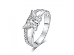 Anel Feminino De Cobre Forma Borboleta Com Zircão Decoração