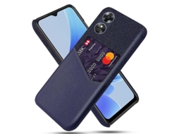 Capa de Celular YURU para Oppo A17, com slot para cartões, couro PU, azul