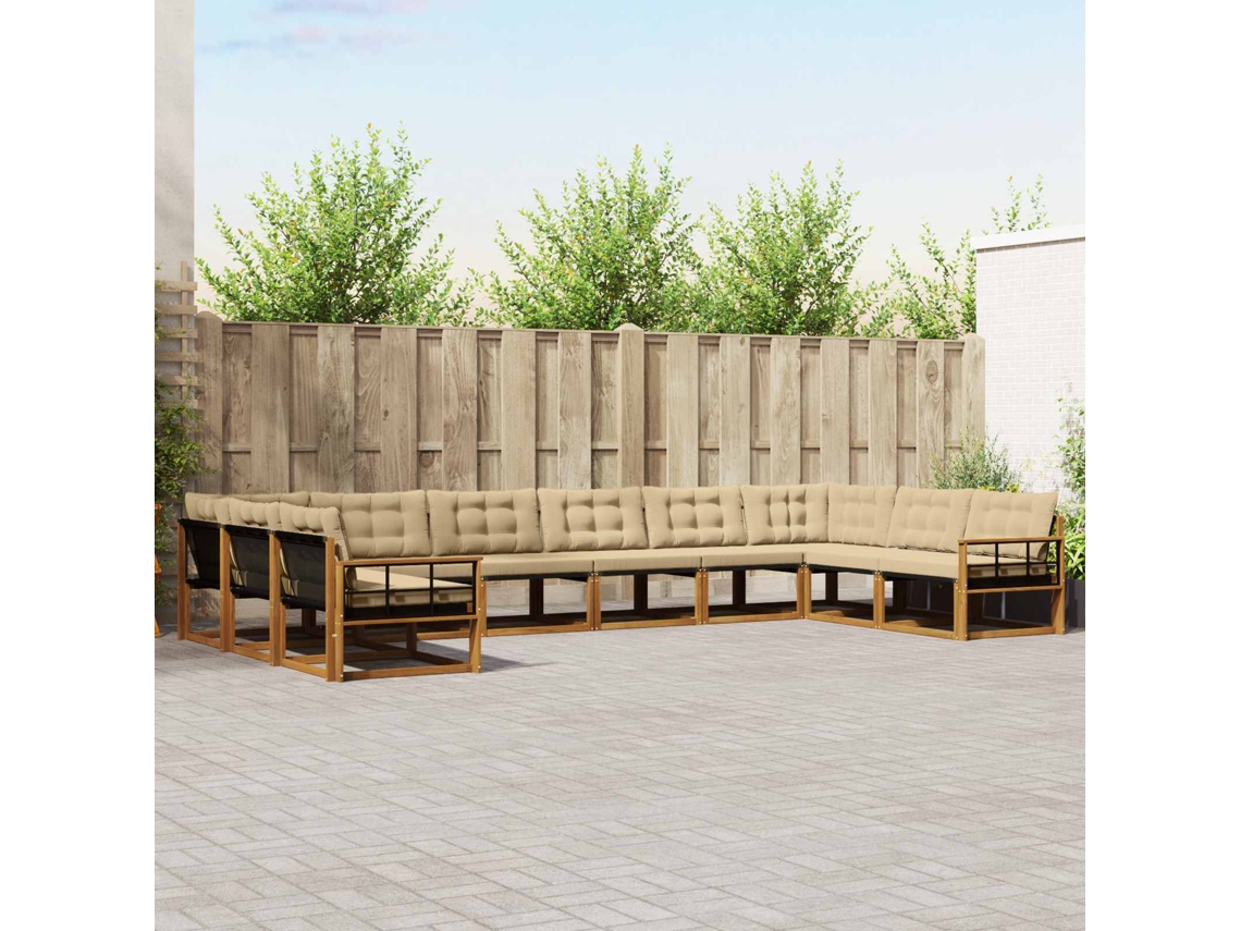 Vidaxl Conjunto De Sofás Para Exterior 10 Pcs Natural E Bege